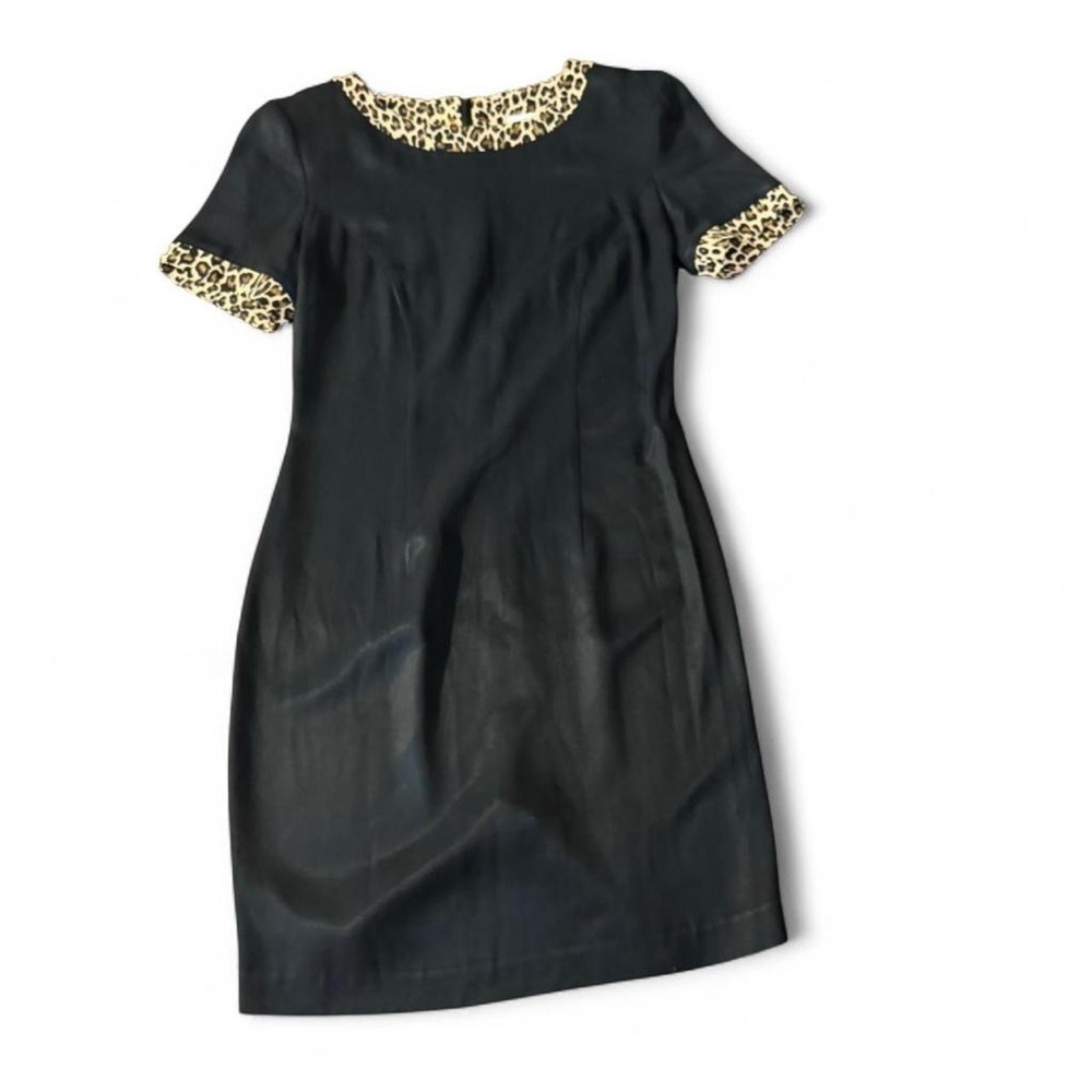 Sophisticated Black Dress with Leopard Details